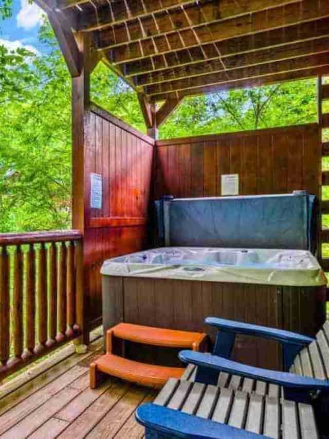 Bear's Wilderness Lodge Lower Deck with Hot Tub and Gorgeous Views